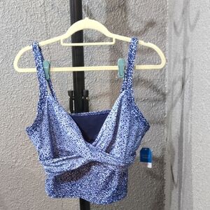 Blue Patterned Women's Bathing Suit Top